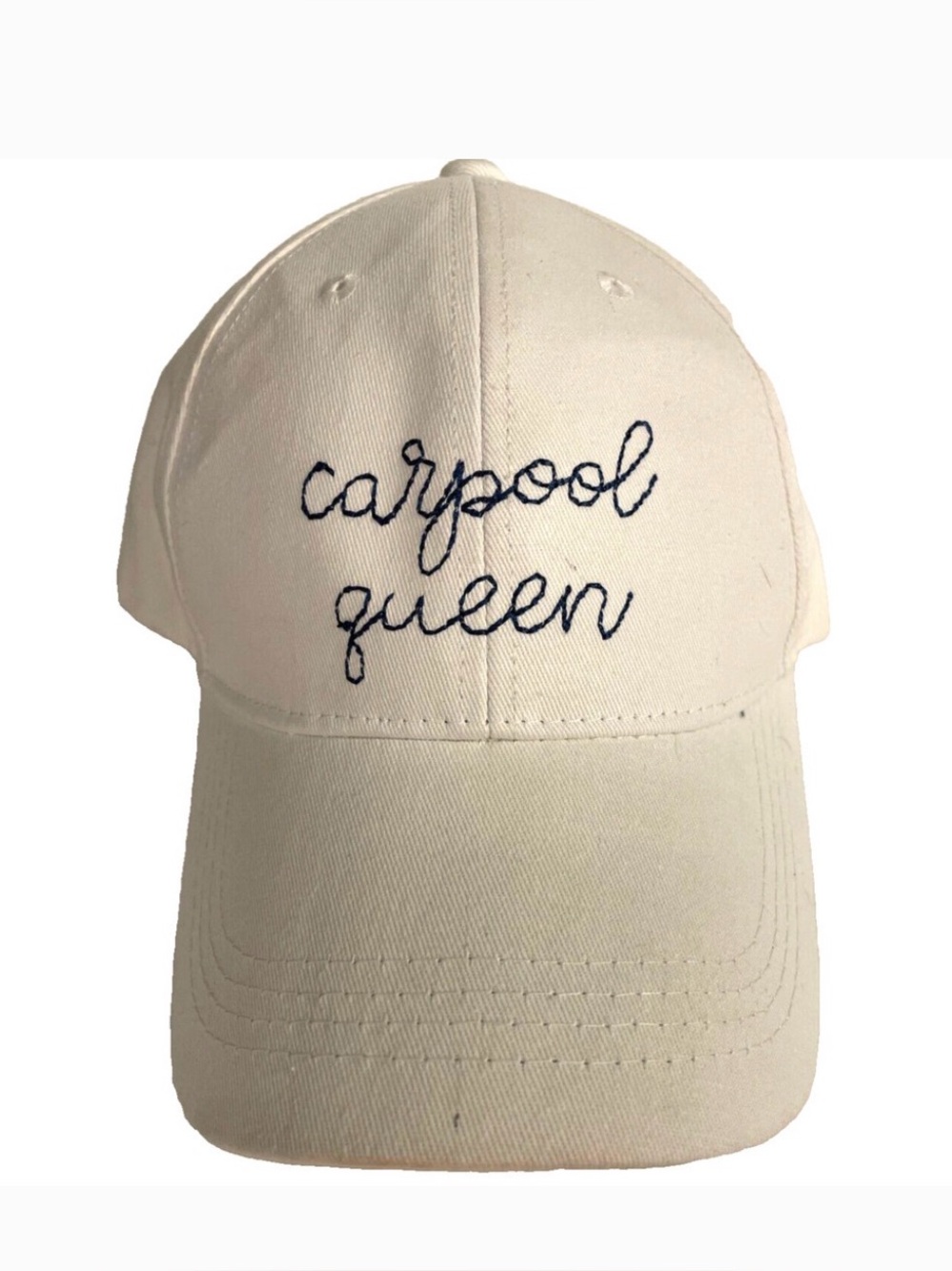 Ever Ellis Carpool Queen White Embroidered Baseball Cap